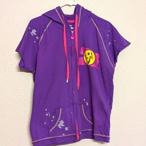 Zumba Fitness Purple Women's Size XL Hoodie Pink and Yellow and Gray Splashes